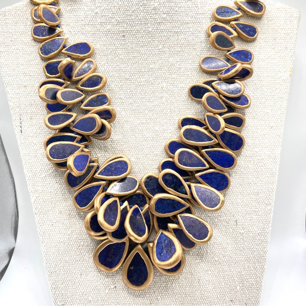 Rarities Carol Brodie African Lapis 2 Strand Statement Necklace RETIRED RARE - Picture 13 of 16